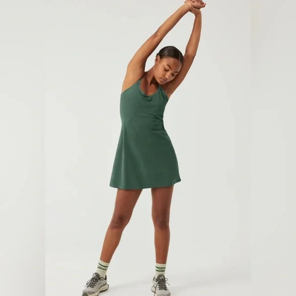 green emerald velvet dress The Exercise Dress with Built-In Shorts - Laurel Wreath main image 1